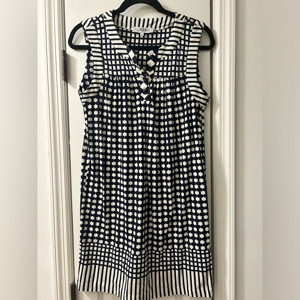 Tibi dress navy and white size medium